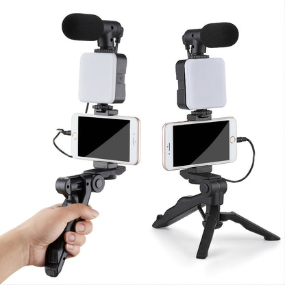 AY-49 Vlogger Video Making Kit – Microphone, LED Fill Light & Mini Tripod