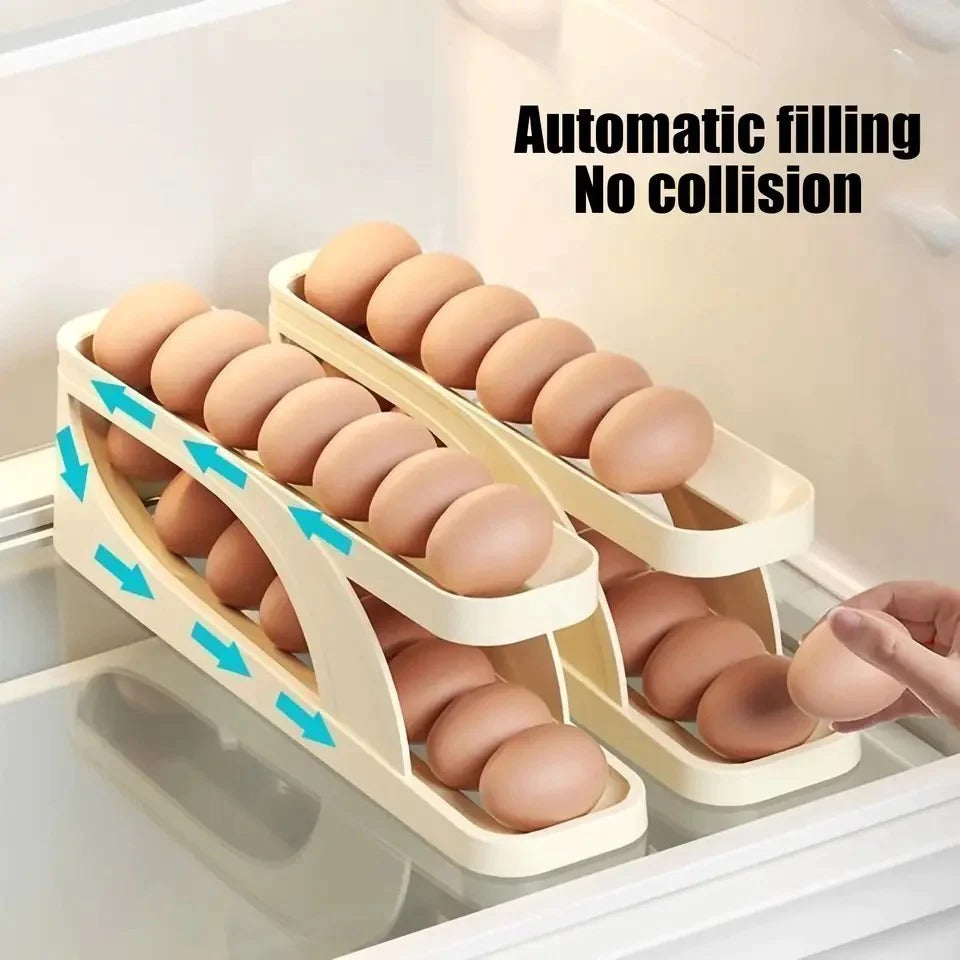 2 Tier Egg Organizer – Automatic Scrolling Egg Rack