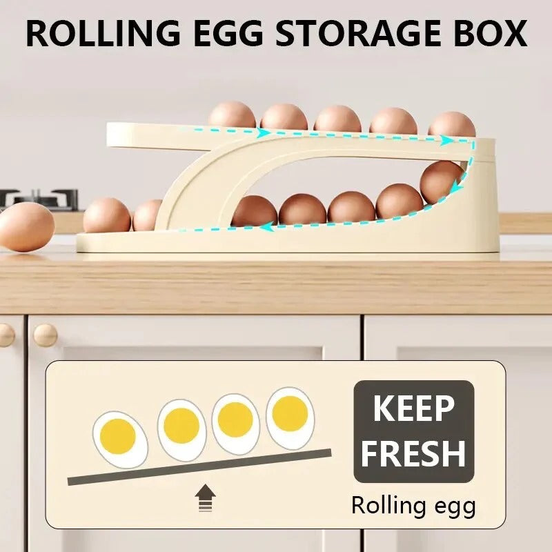 2 Tier Egg Organizer – Automatic Scrolling Egg Rack